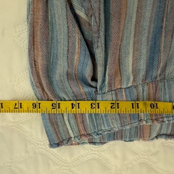 Indigo Rein striped flowing ankle length wide leg pants w/slit Size L - Picture 7 of 10